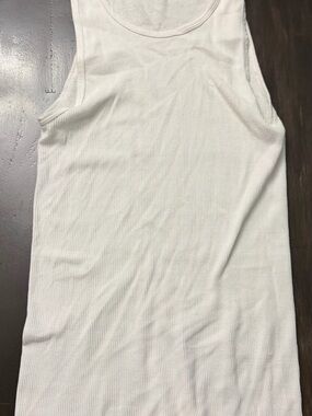 Men's White Ribbed Tank Top